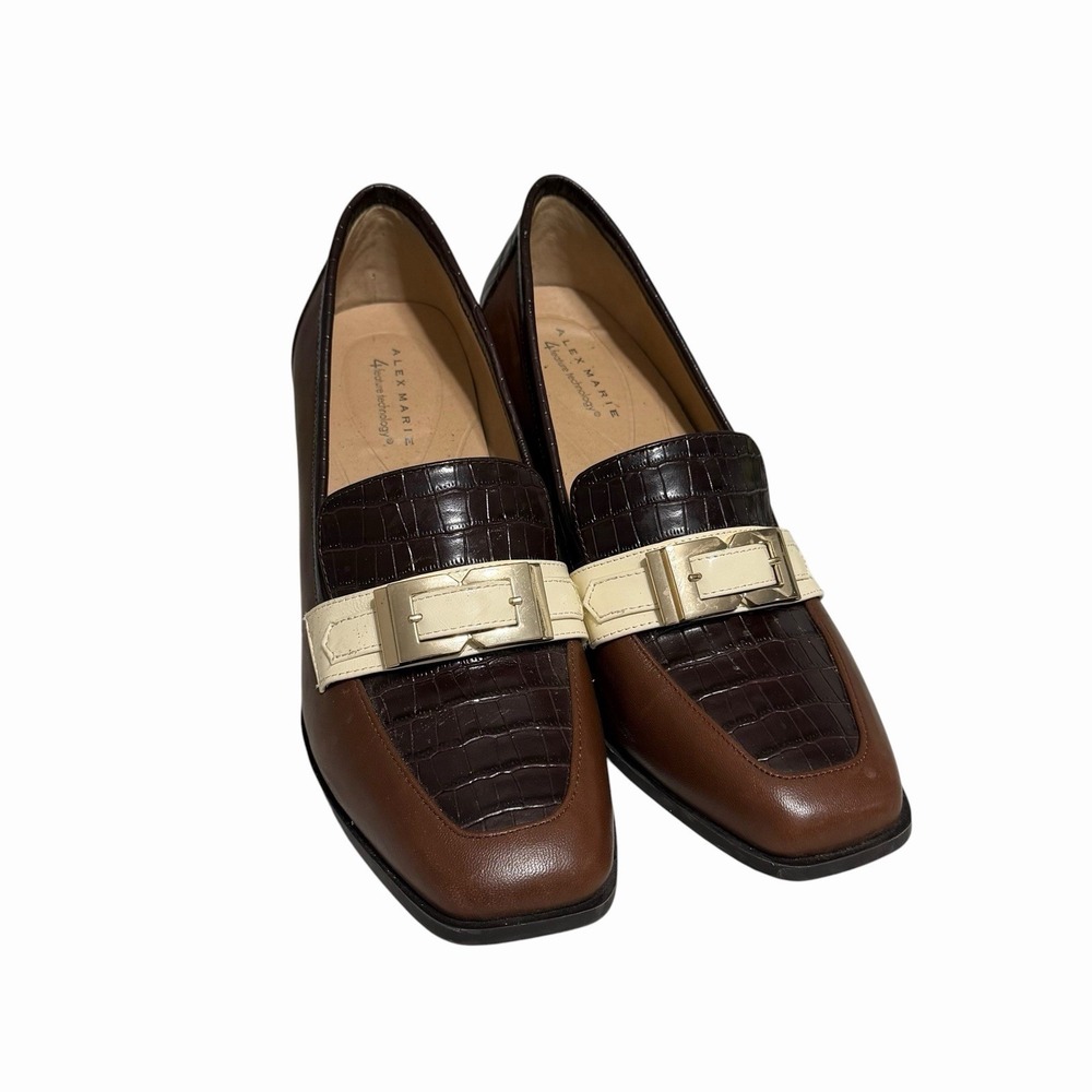 Alex Marie Felix Crocodile Embossed Healed Leather Loafers Women's Size 11M